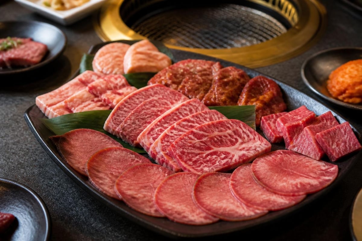 Yakiniku menu showing different wagyu cuts