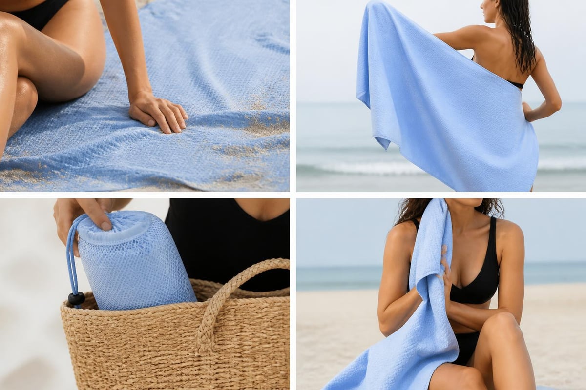 Funktionale Strandhandtuch-Features