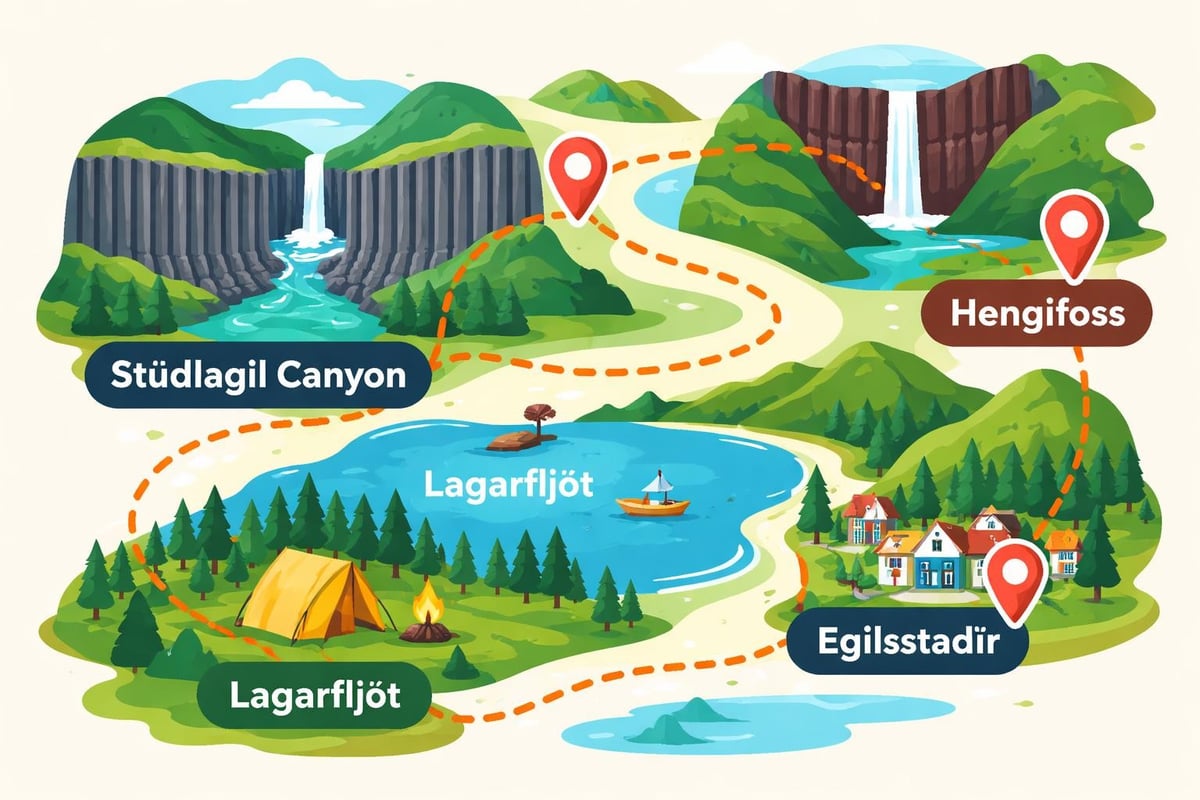 East Iceland itinerary map