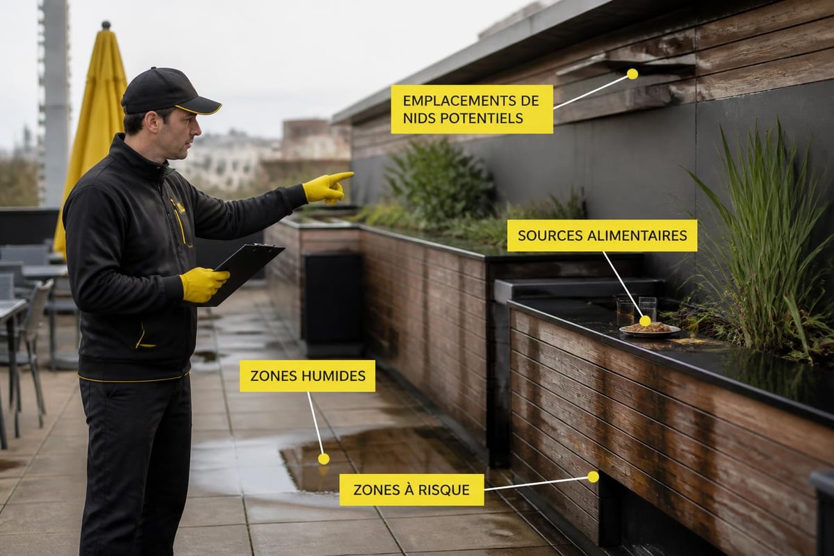 Zones d'attraction des guêpes sur terrasse HORECA