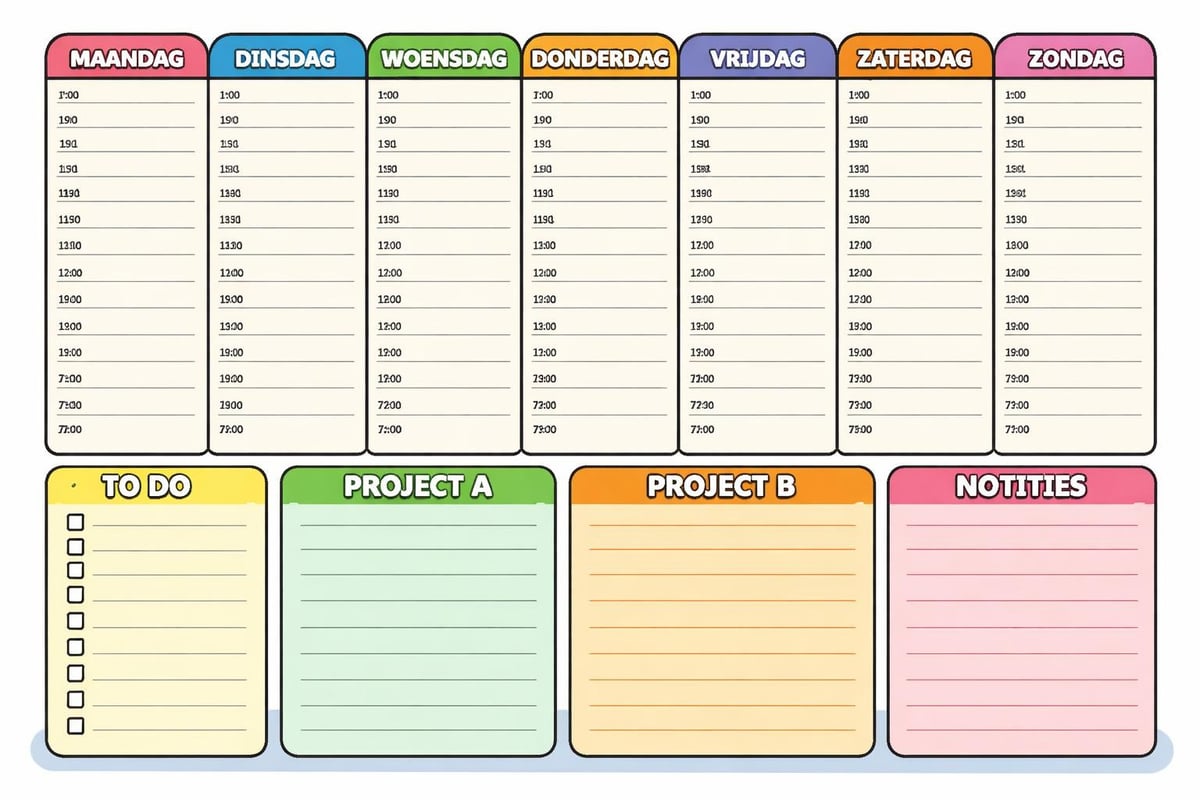 Agenda A3 weekindeling