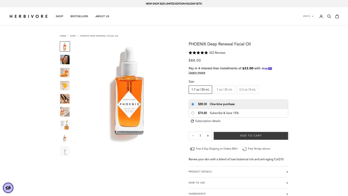 7 Must-Try Facial Oils for Dry Skin in 2025 - Herbivore Botanicals Phoenix Rosehip Anti-Aging Face Oil