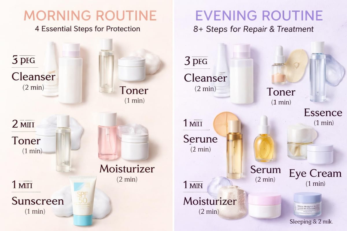 Morning versus evening K-beauty routines