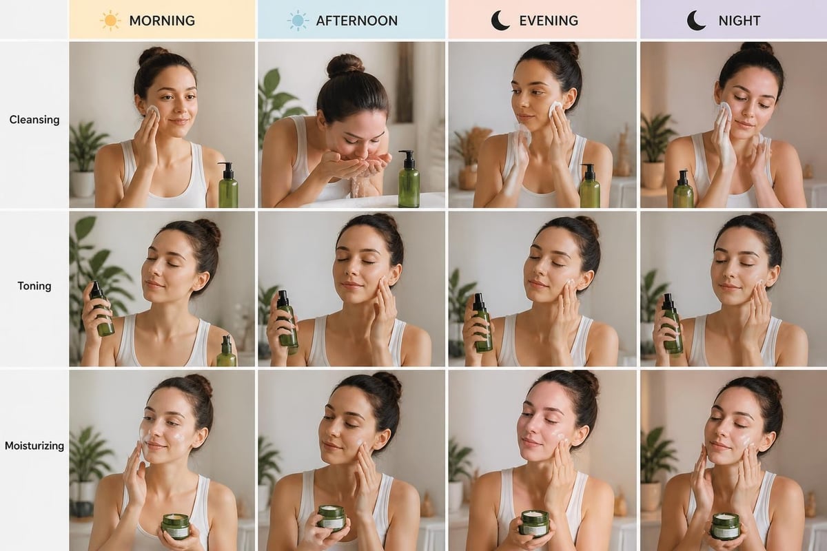 Daily skincare routine timeline