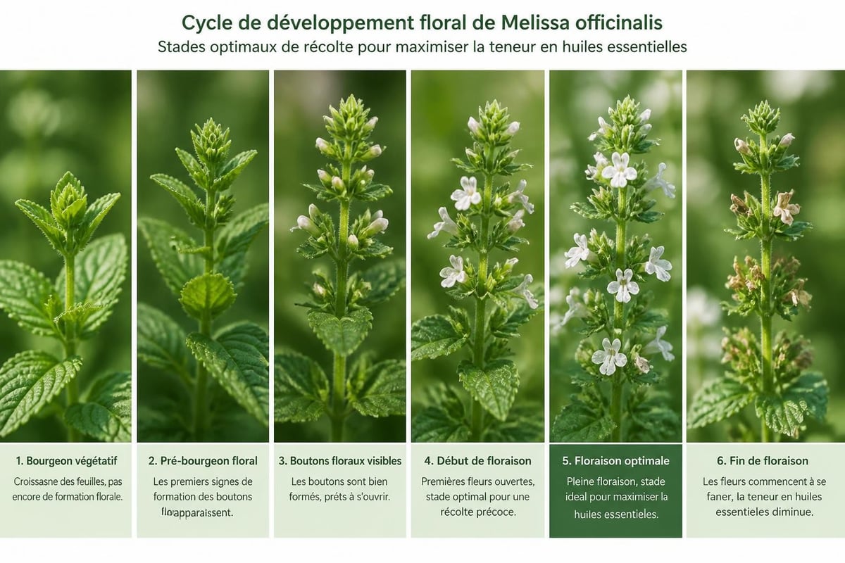 Cycle de floraison et développement des fleurs de mélisse