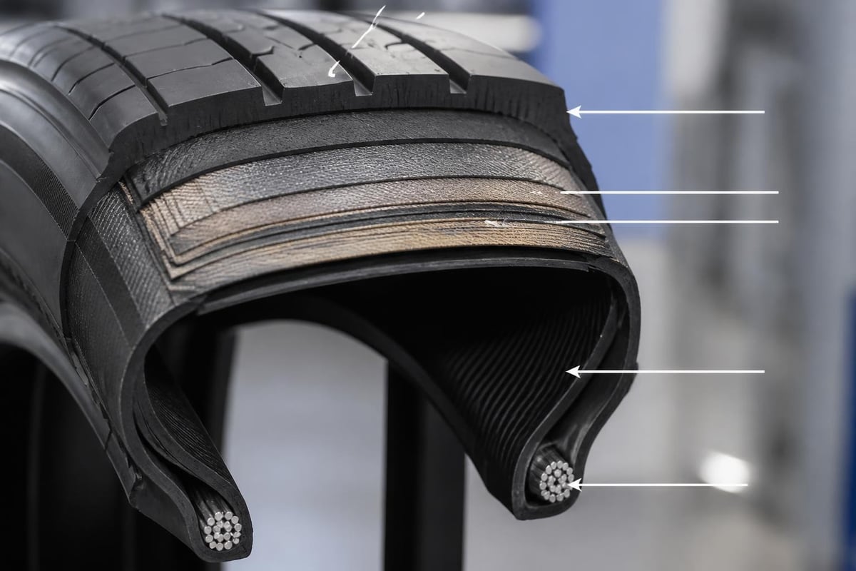 Radial tire construction layers