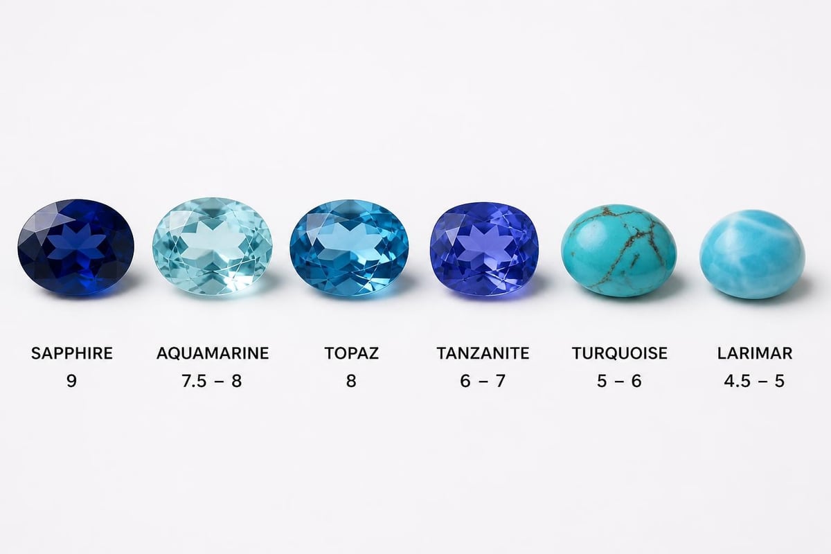 Blue gemstone hardness and durability