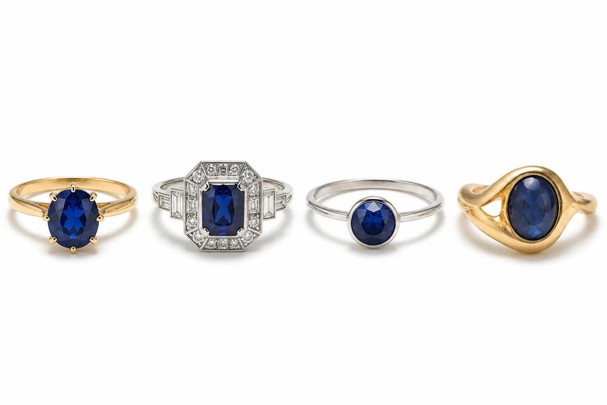 Blue gemstone ring design evolution