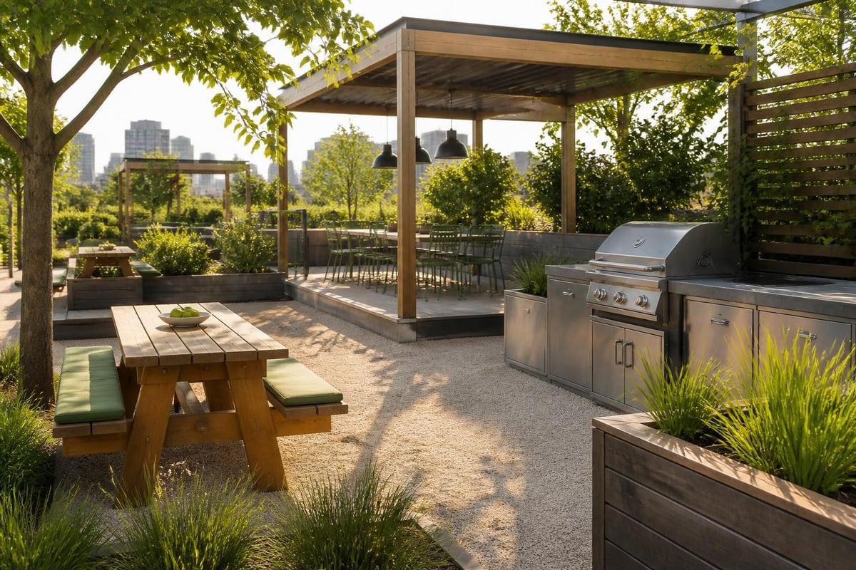 Outdoor dining space elements