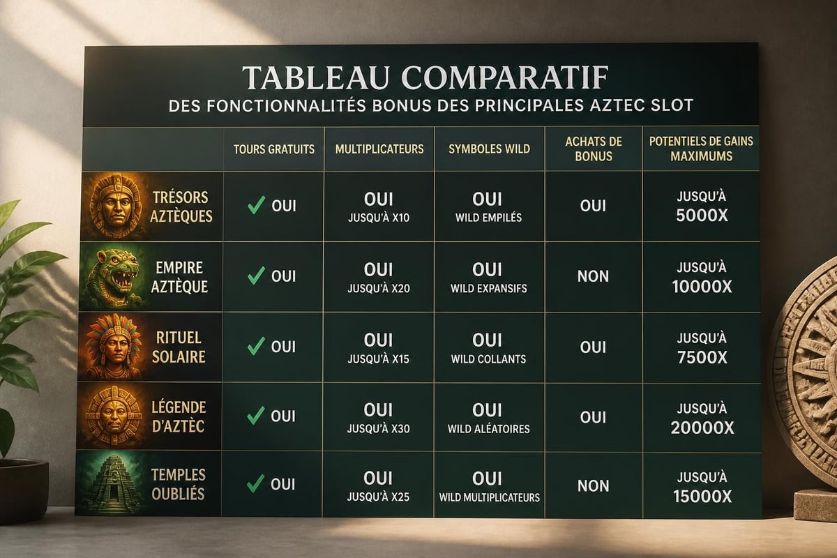 Comparaison fonctionnalités aztec slot