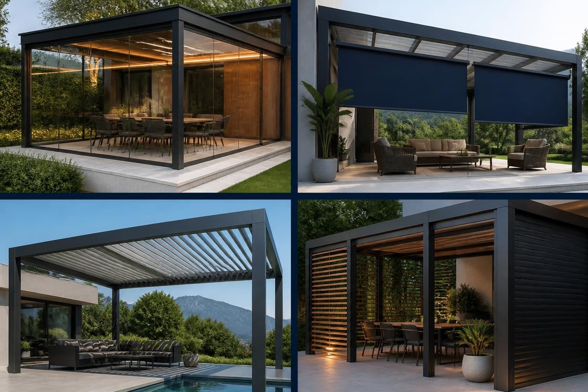 Pergola with sides configurations
