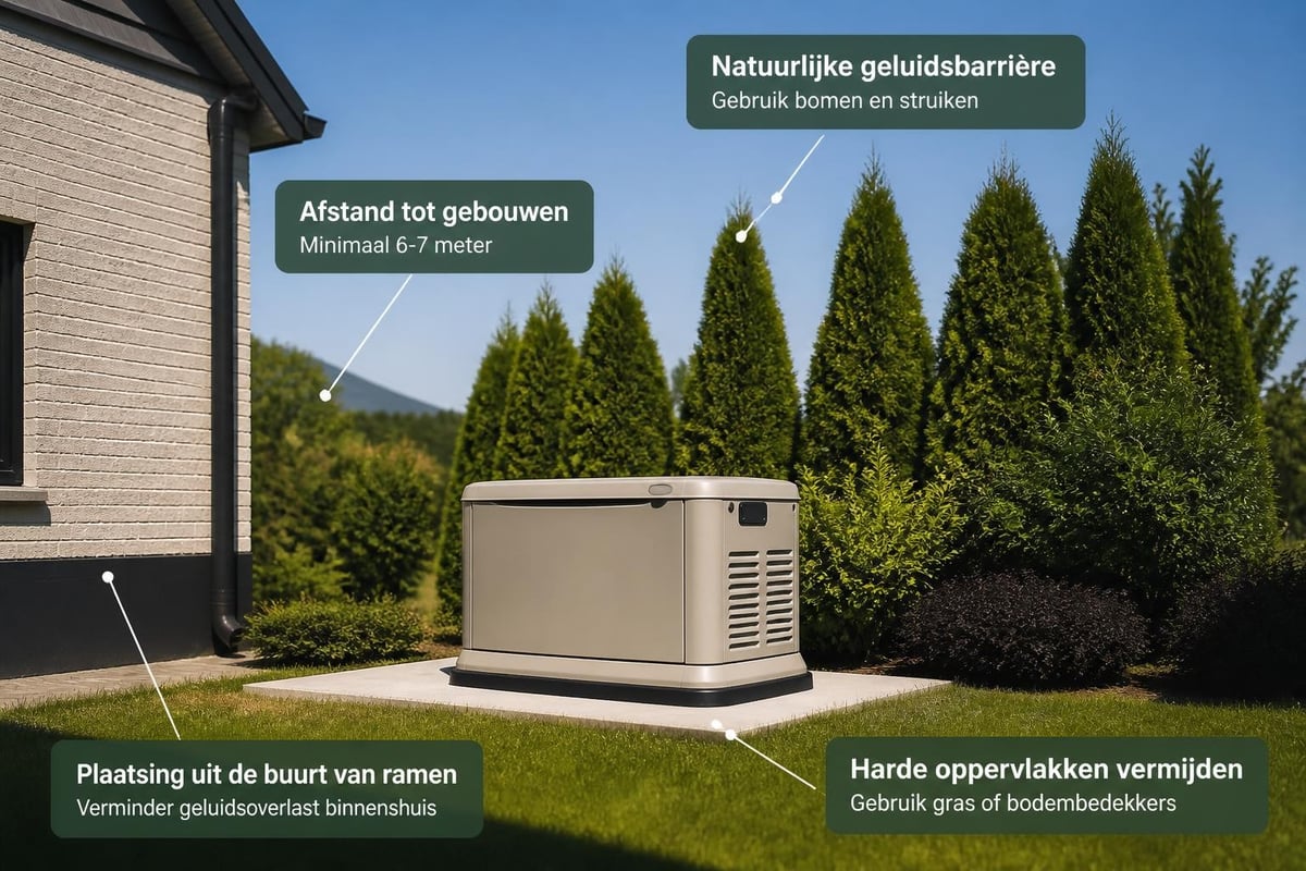 Plaatsing noodstroomaggregaat geluid