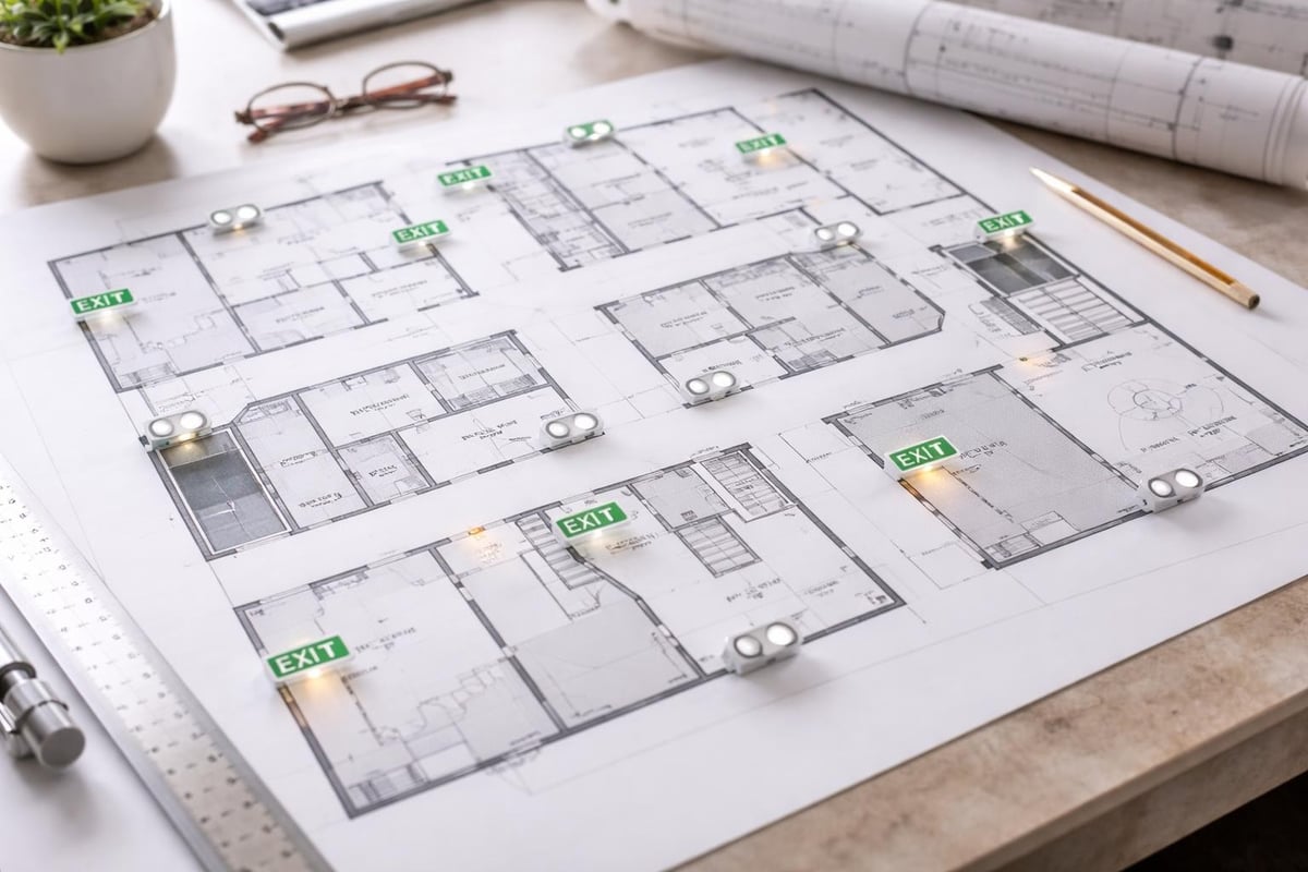 Emergency lighting placement strategy