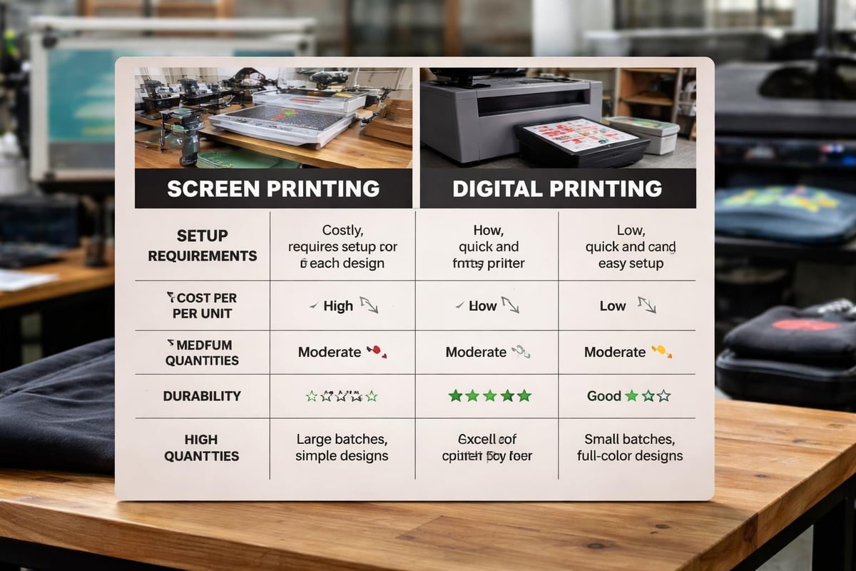 Screen printing versus digital printing comparison