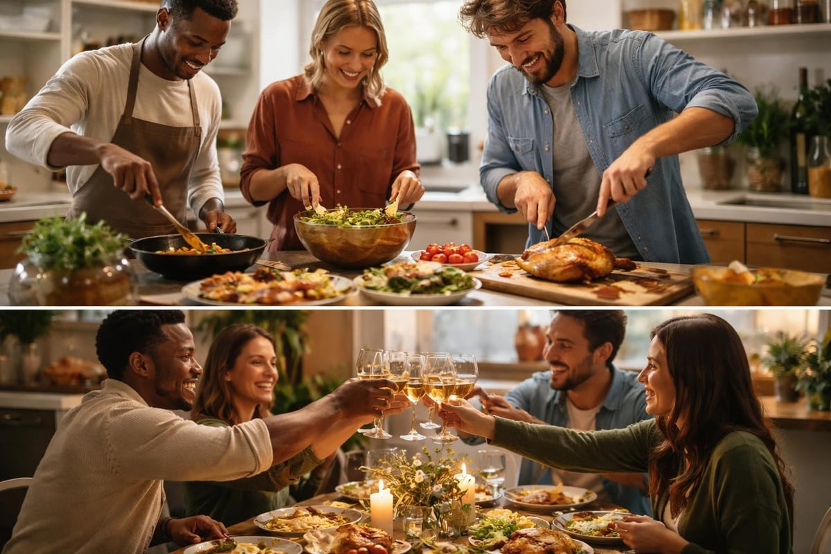 Gemeinsames Genießen nach dem Kochen