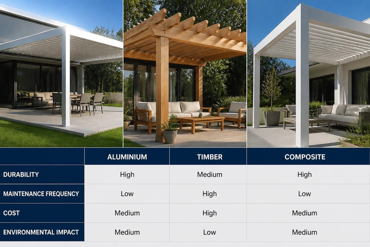 White pergola materials comparison