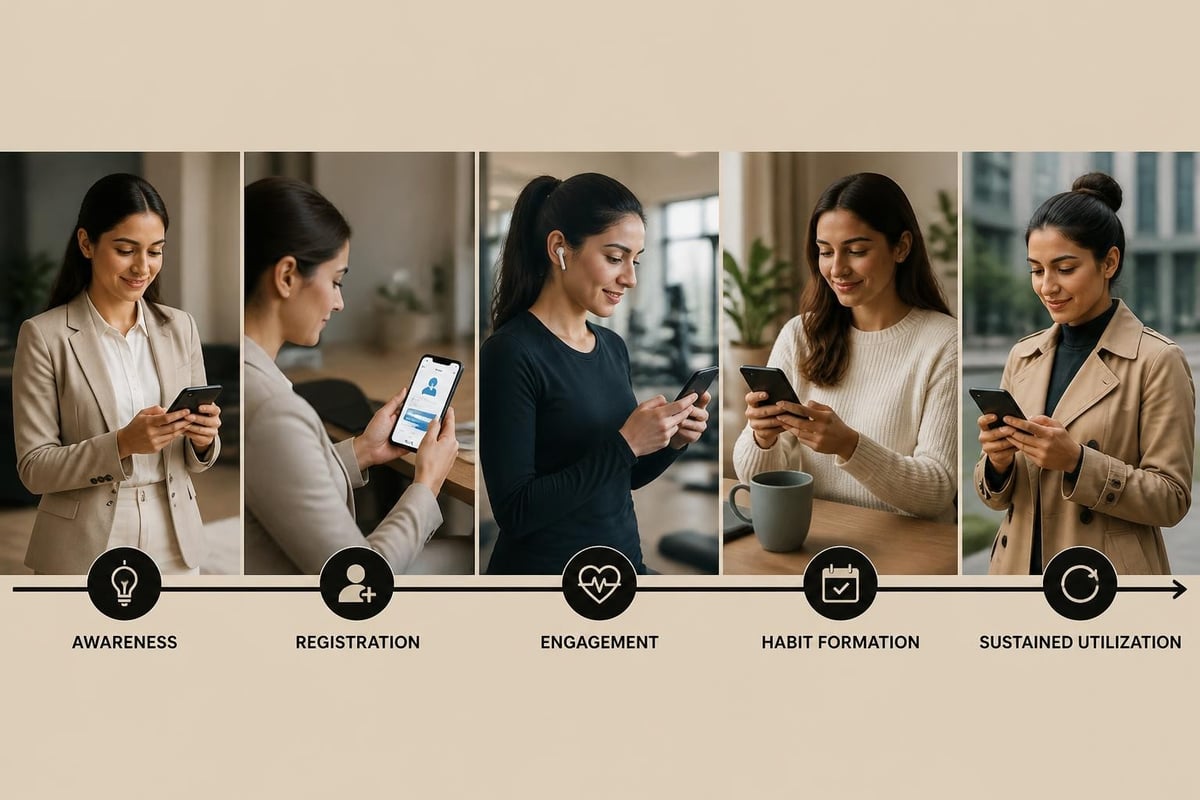 Mobile health app adoption timeline