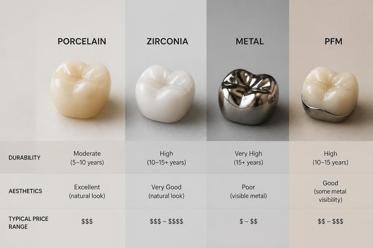 Crown material comparison chart