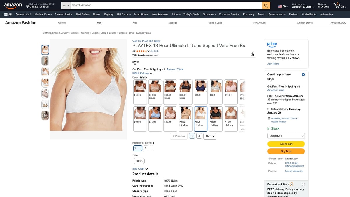 7 Everyday Bra Picks for All-Day Comfort in 2026 - PLAYTEX 18 Hour Ultimate Lift and Support Wire-Free Bra