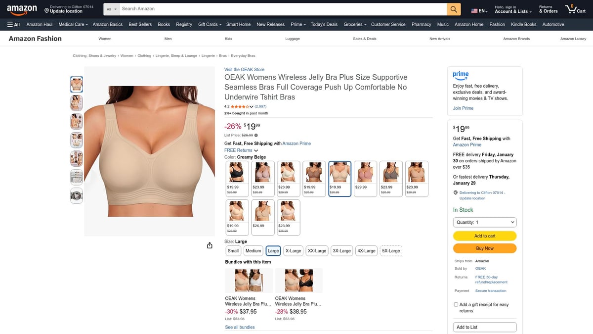 7 Everyday Bra Picks for All-Day Comfort in 2026 - OEAK Womens Wireless Jelly Bra Plus Size