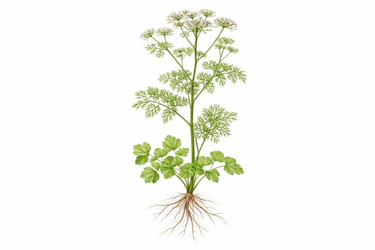 Anatomie de la coriandre plante