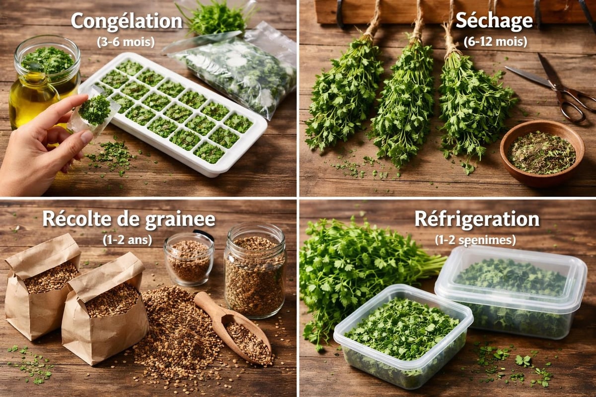 Conservation de la coriandre