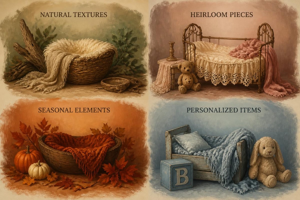 Newborn photography prop selection