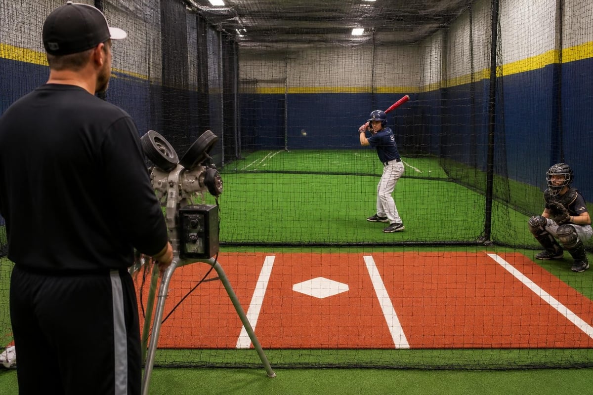 Baseball machine safety setup