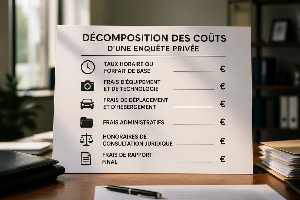 Composition des frais d'enquête