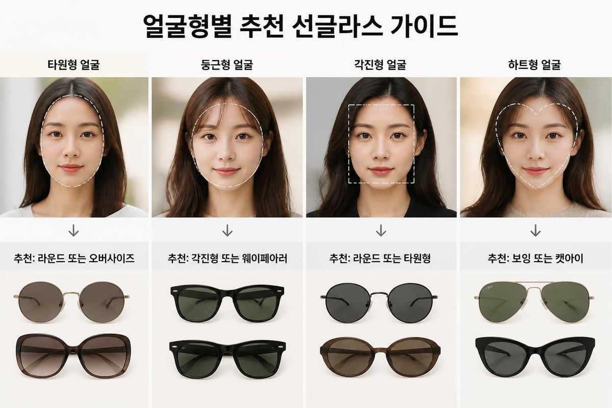 얼굴형별 선글라스 매칭