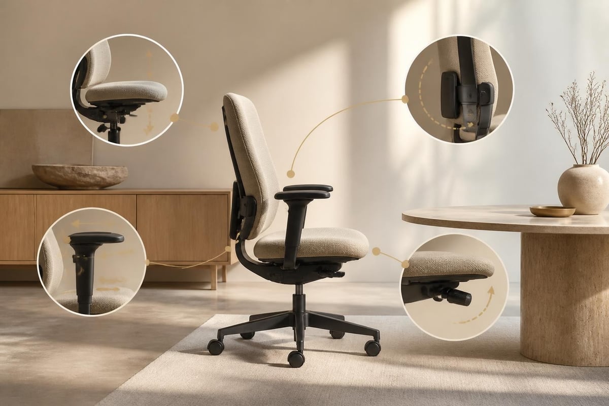 Task chair ergonomic adjustment points