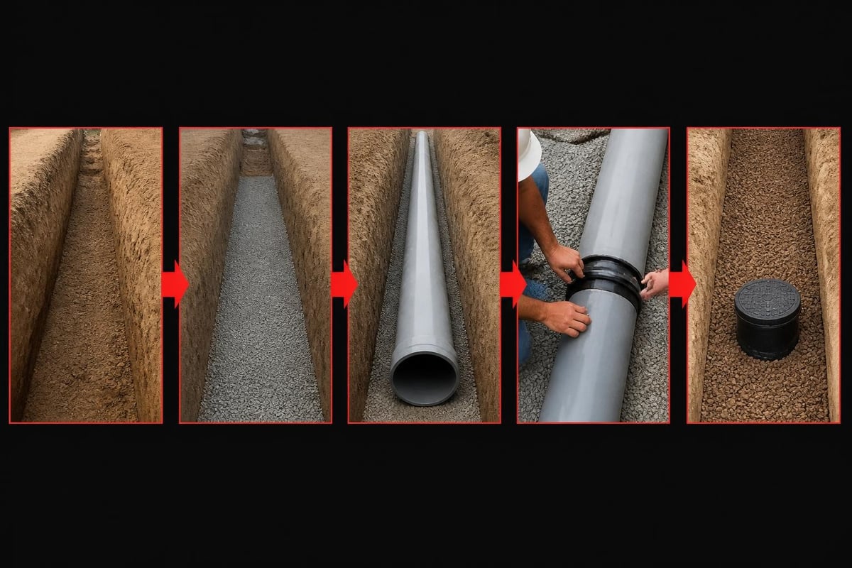 Foul drainage pipe installation steps