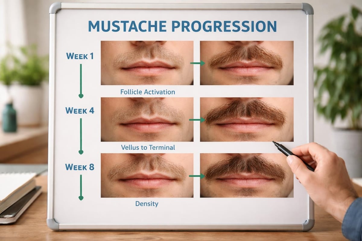 Mustache growth timeline