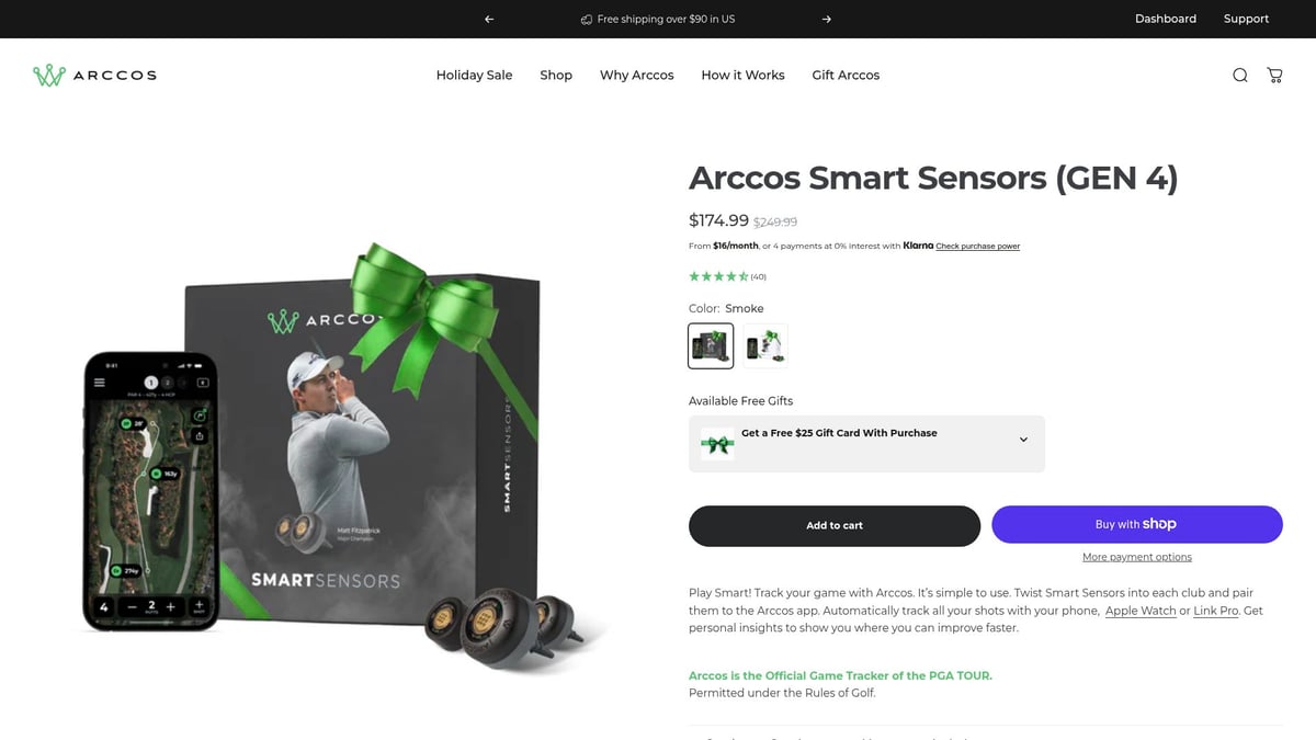 10 Outstanding Gifts for Golf Enthusiasts in 2026 - Arccos Caddie Smart Sensors Gen 4