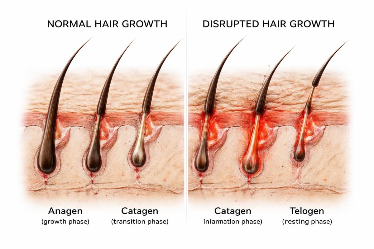 Hair growth cycle disruption