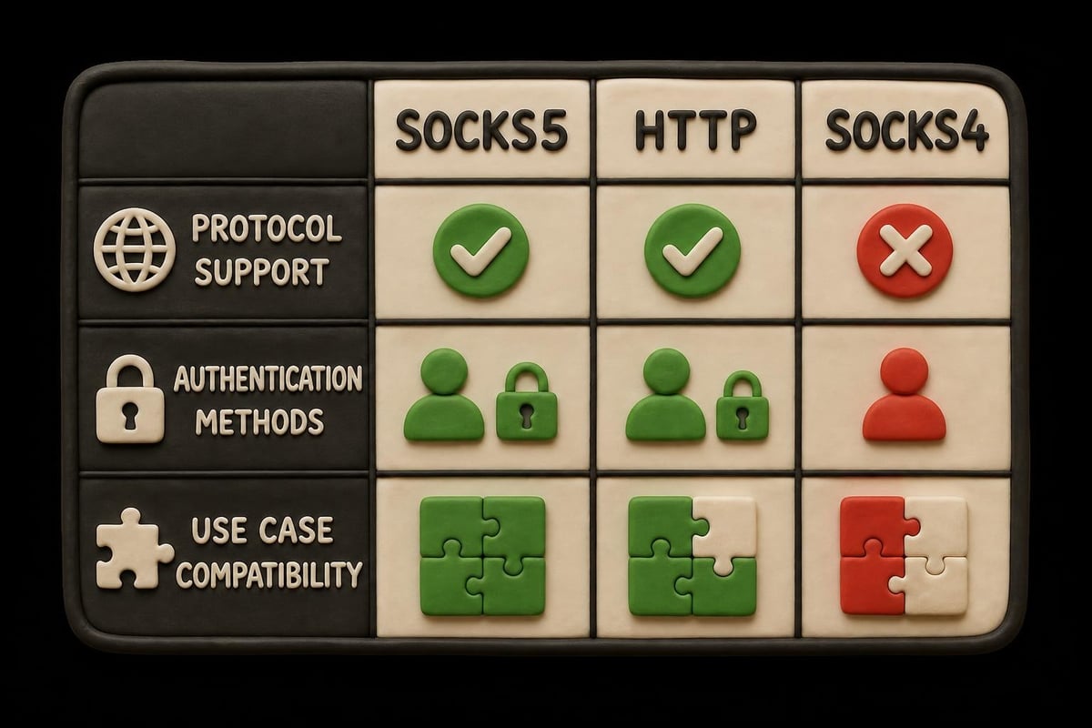 SOCKS5 protocol comparison