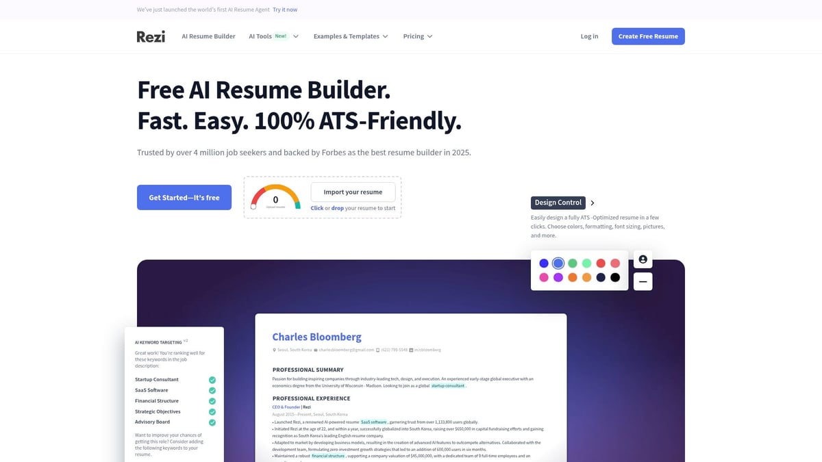 Top 7 Best Ai Based Resume Builder Free Tools in 2026 - Rezi