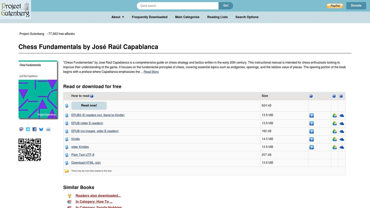 7 Essential Books On Chess PDF Every Player Should Read - Chess Fundamentals by José Raúl Capablanca