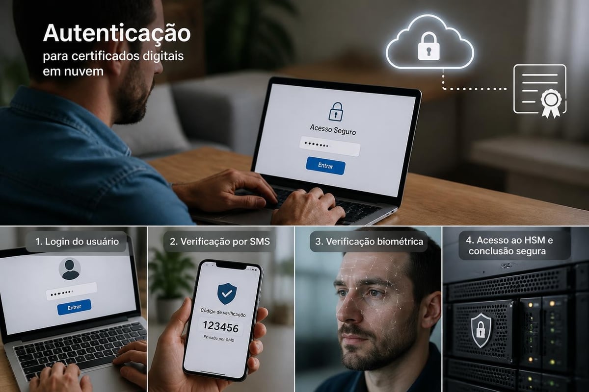 Processo de autenticação multifator em certificado digital na nuvem