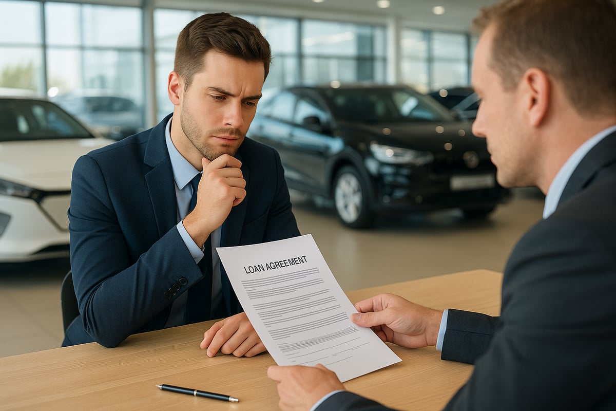 Young professional considering vehicle gap insurance options