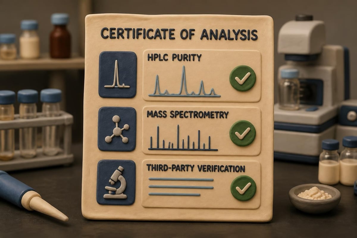 Research peptide quality verification process