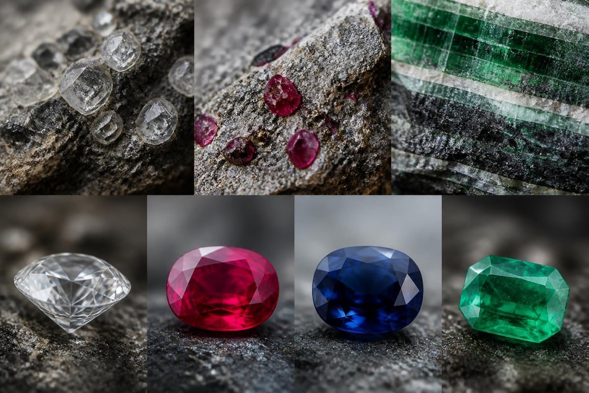 Geological formation process of precious stones