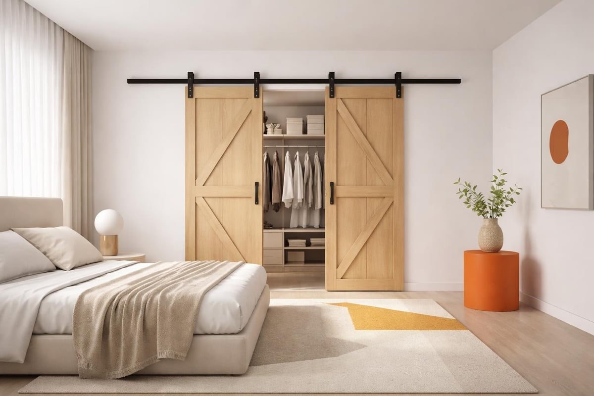 Double barn door closet design impact