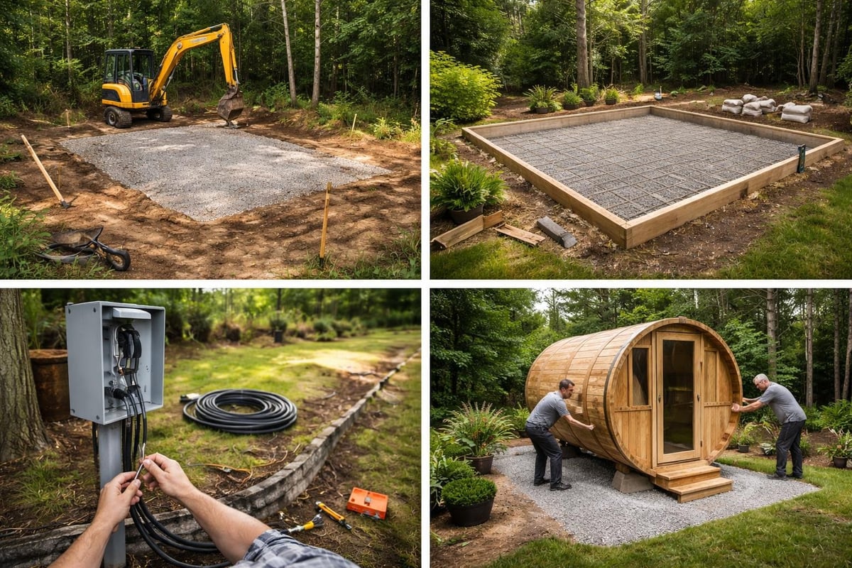Backyard sauna site preparation steps