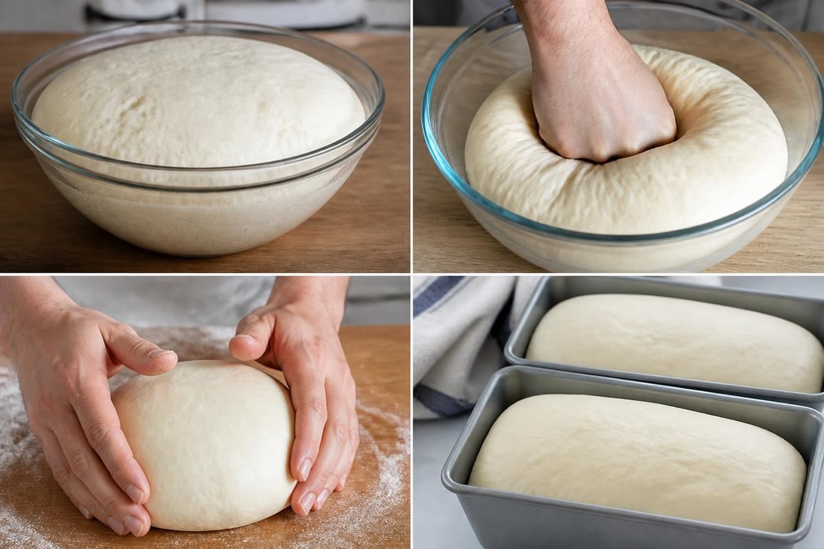 Bread dough rising stages