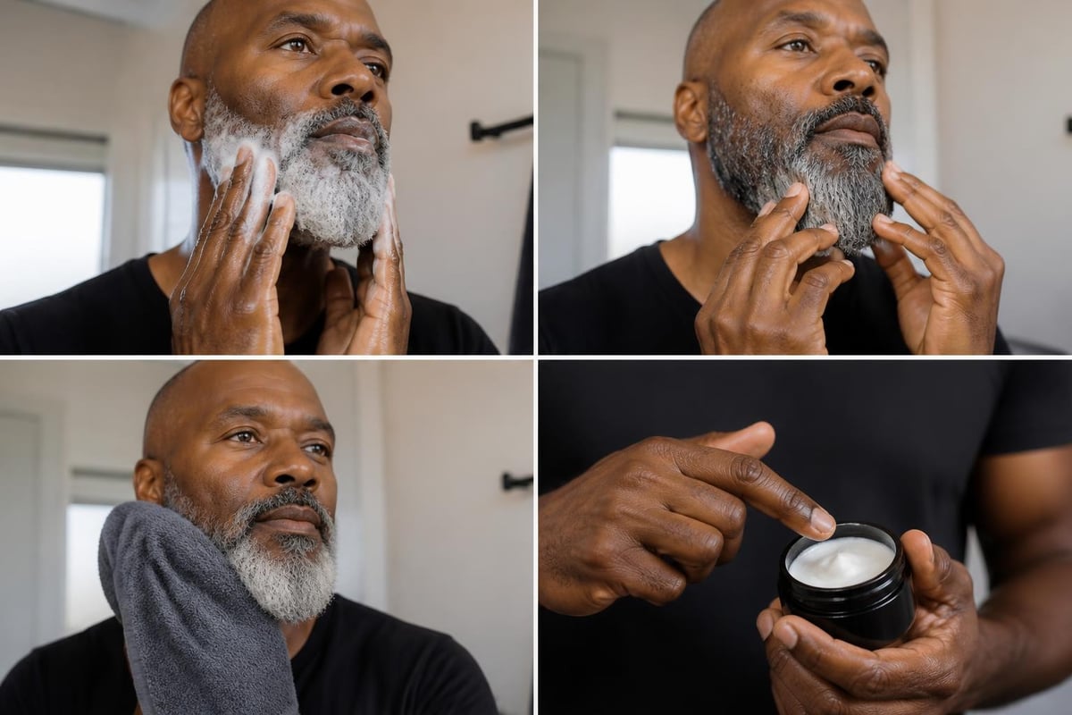 Gray beard grooming routine