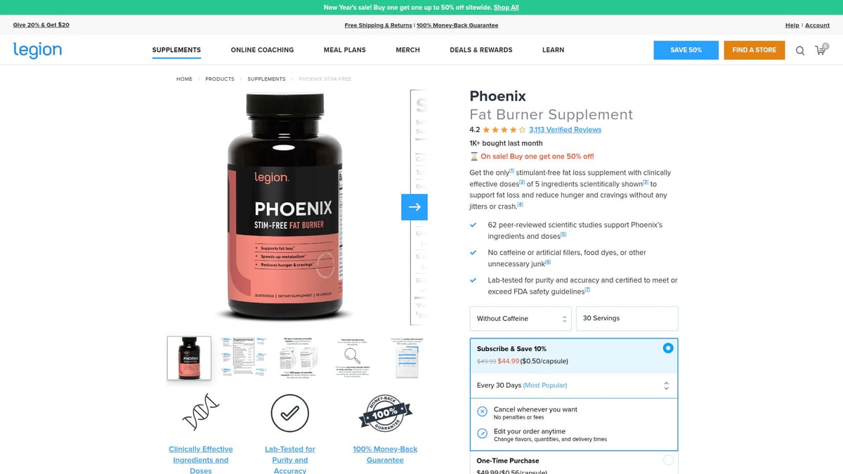Top 7 Best Fat Burner For Men To Try In 2026 - Legion Phoenix Fat Burner without Stimulants