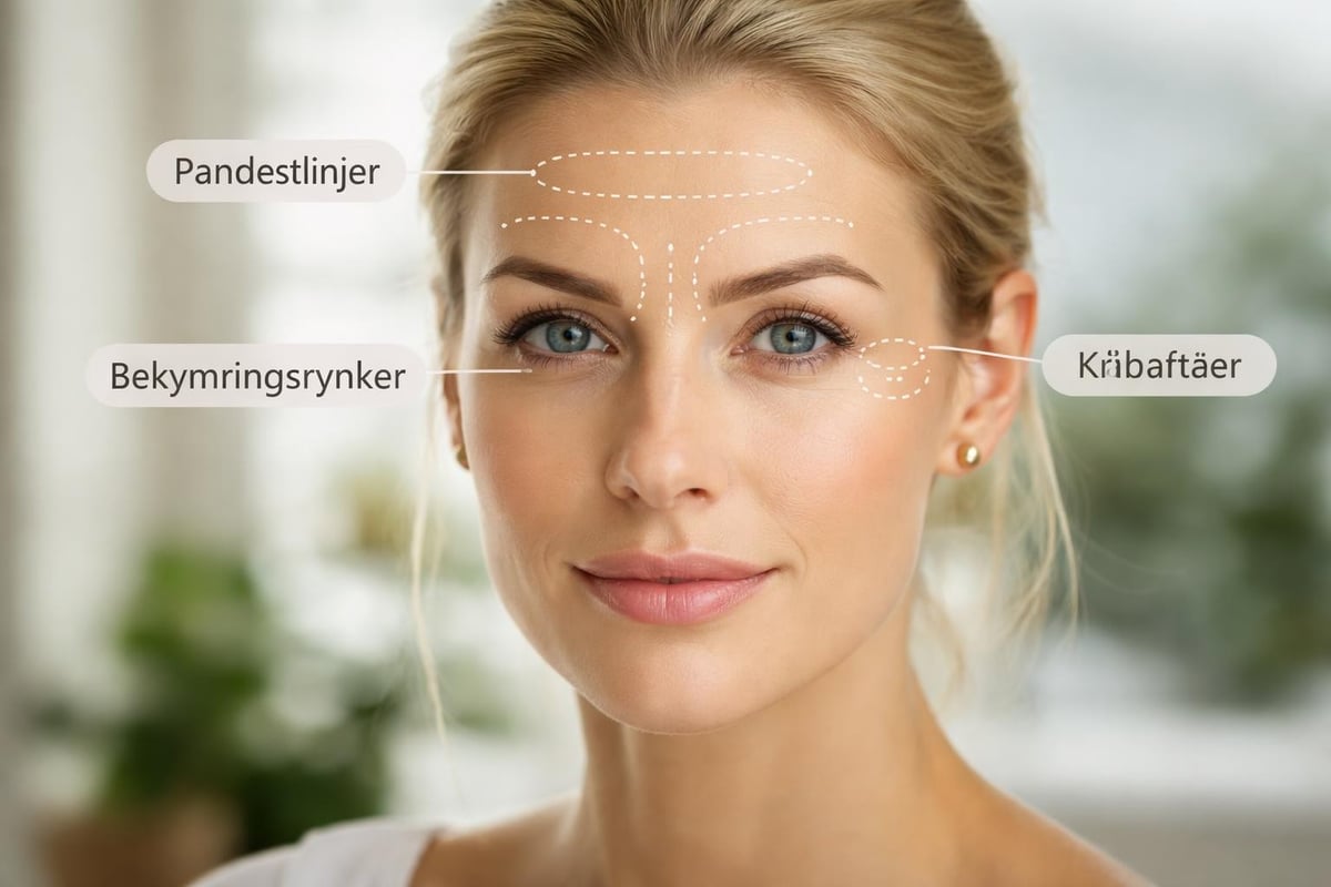 Botox behandlingszoner i ansigtet
