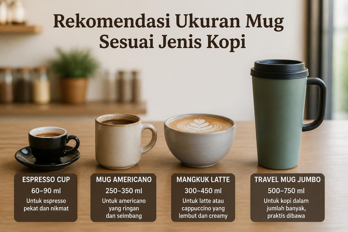 Ukuran kopi mug untuk berbagai jenis minuman