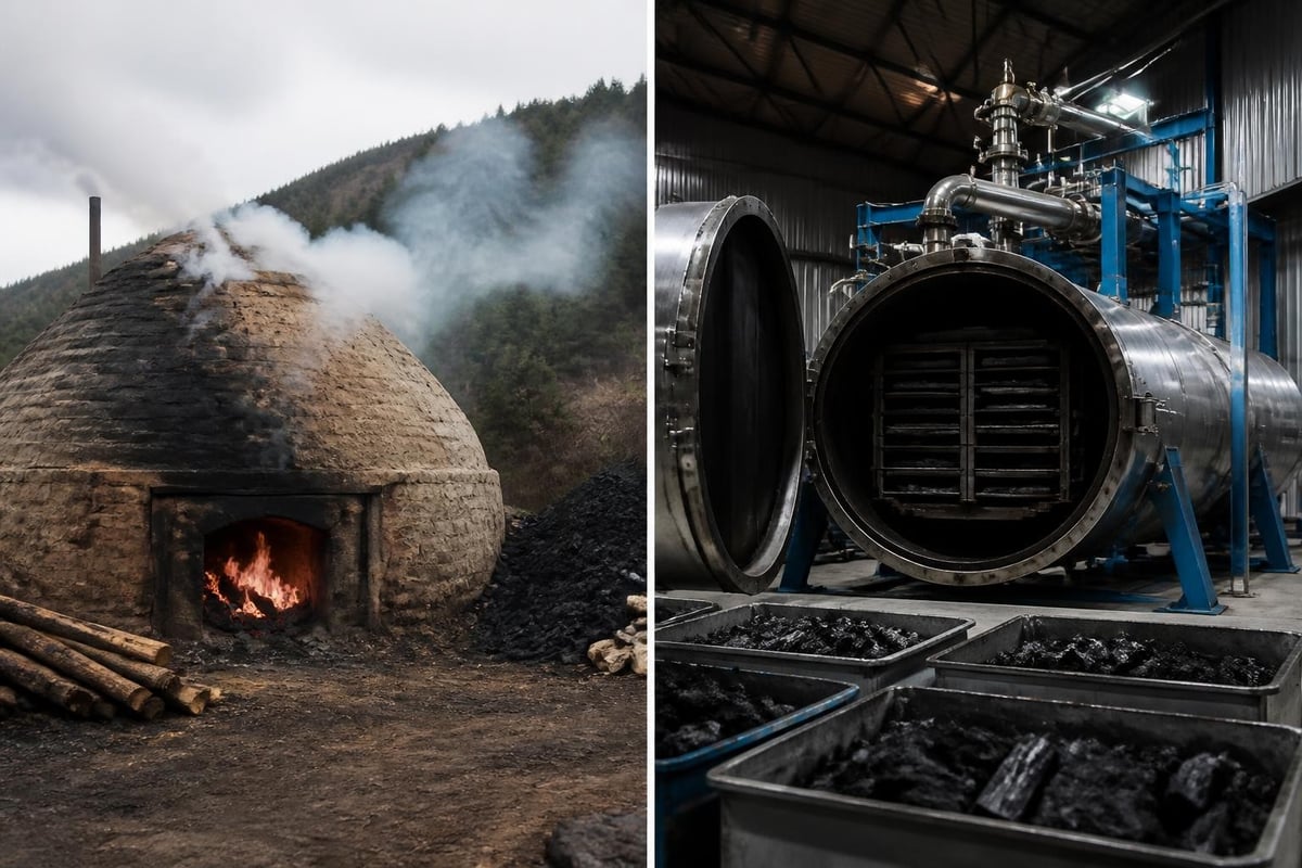 Charcoal production methods in New Zealand